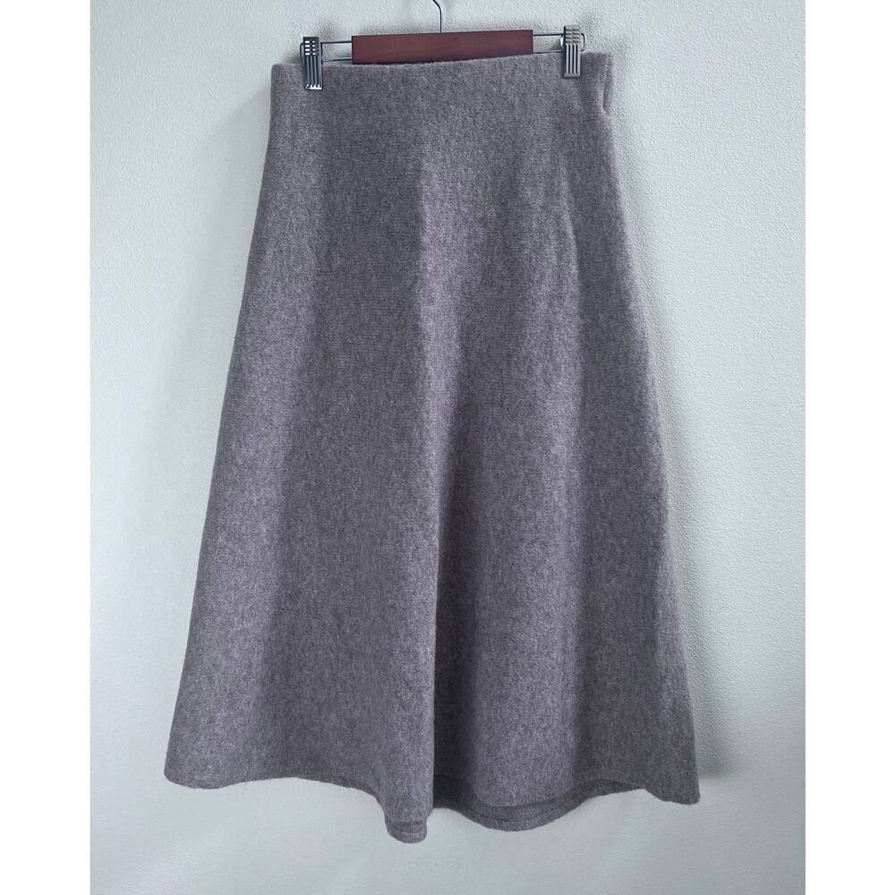 Uniqlo Womens Wool Blend Tupe Felted A-Line Midi Skirt Preppy Old Money Minimal‎